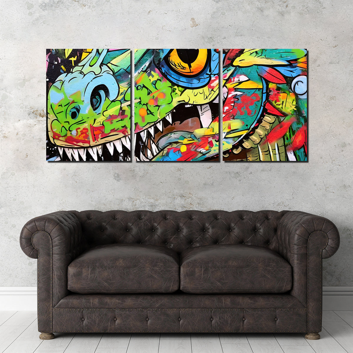Stunning Dinosaur Graffiti Wall Art by Stephen Chambers