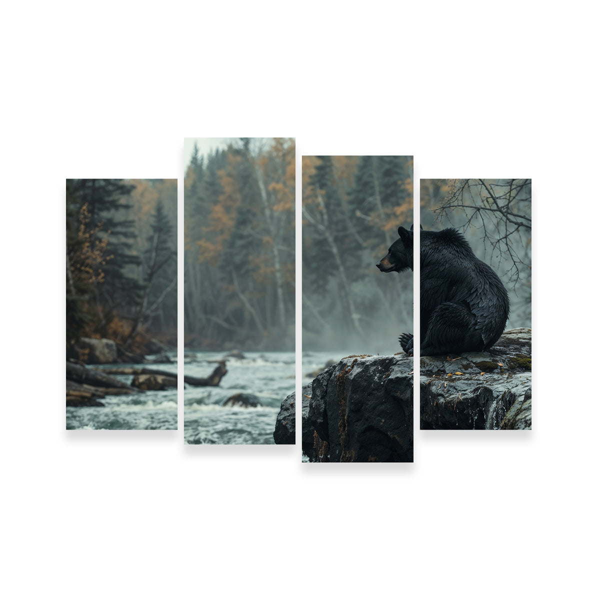 Stunning Black Bear River Wall Art for Home Decor