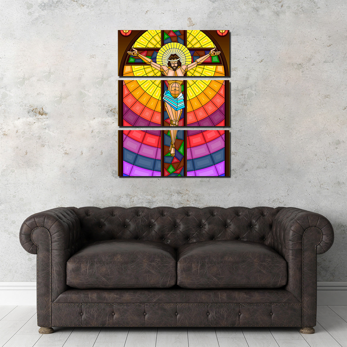 Exquisite Stained Glass Crucifixion Wall Art for Stunning Home Decor