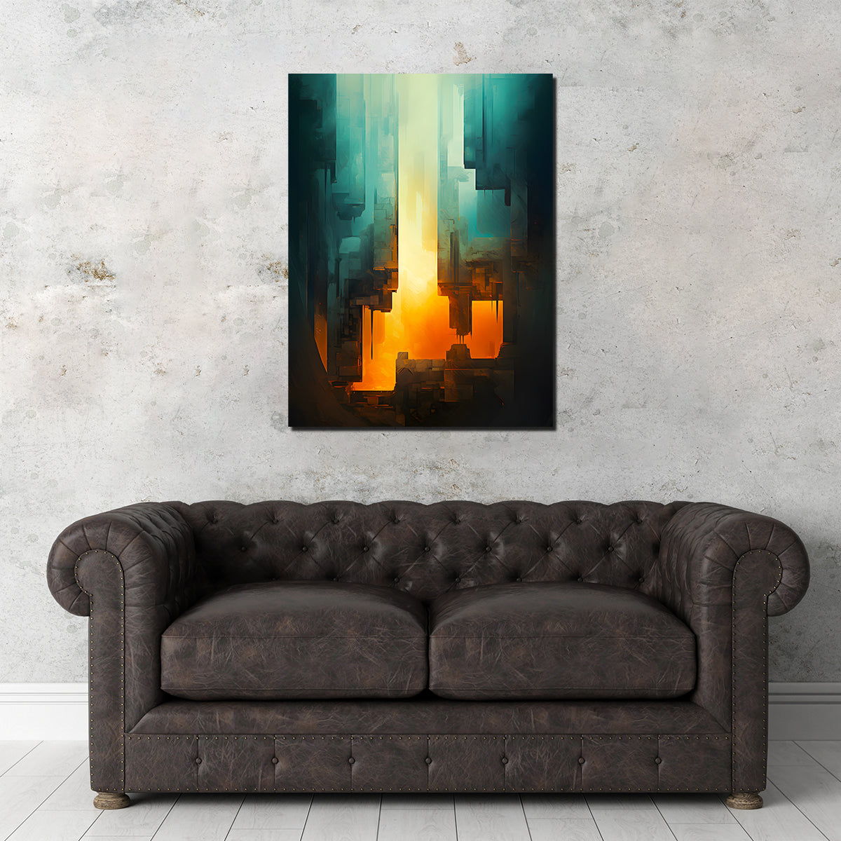 Eye - Catching Abstract Blue Orange Shapes 13 Wall Art for Stunning Decor
