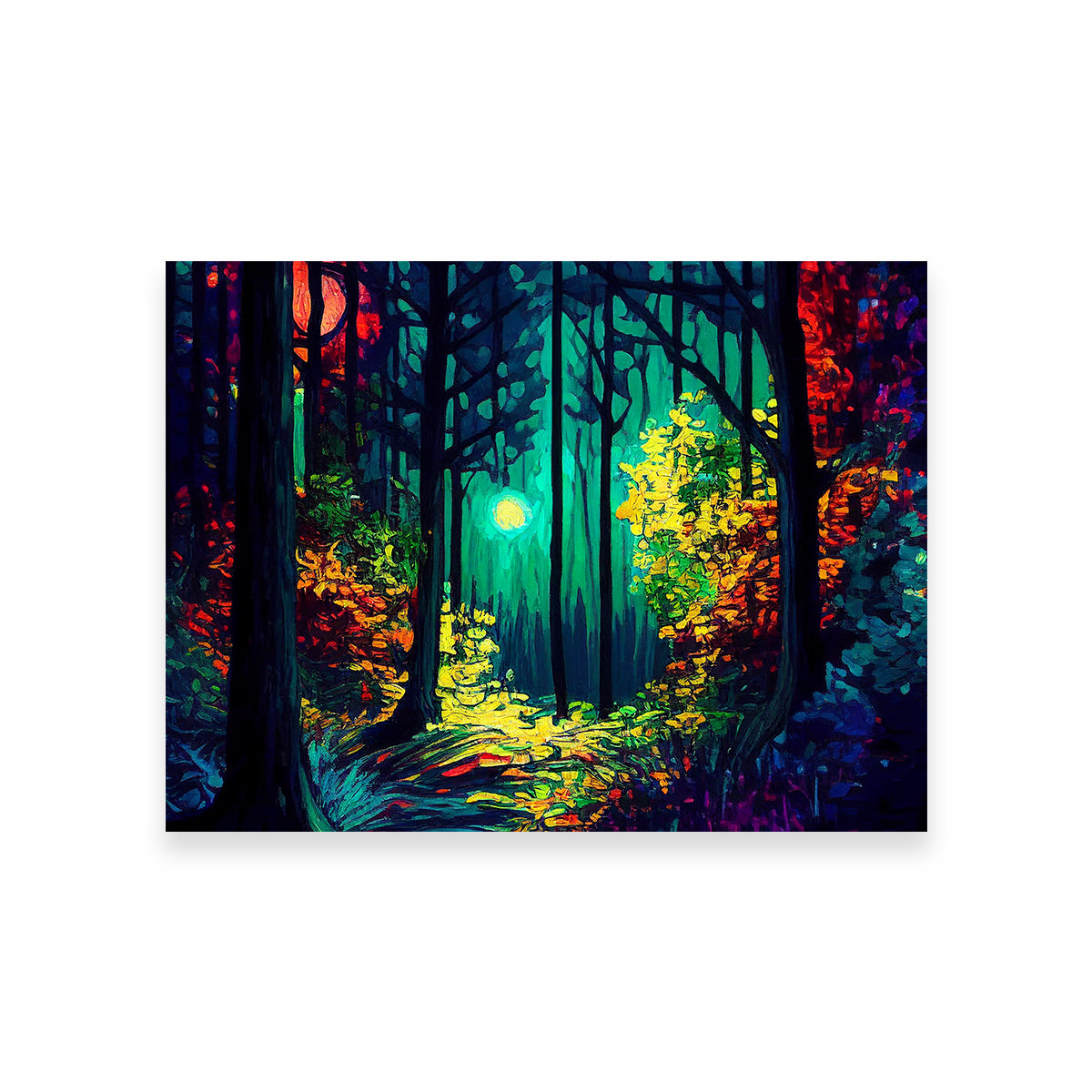 Enchanting Moon Through The Forest Wall Art - Museum Quality Decor