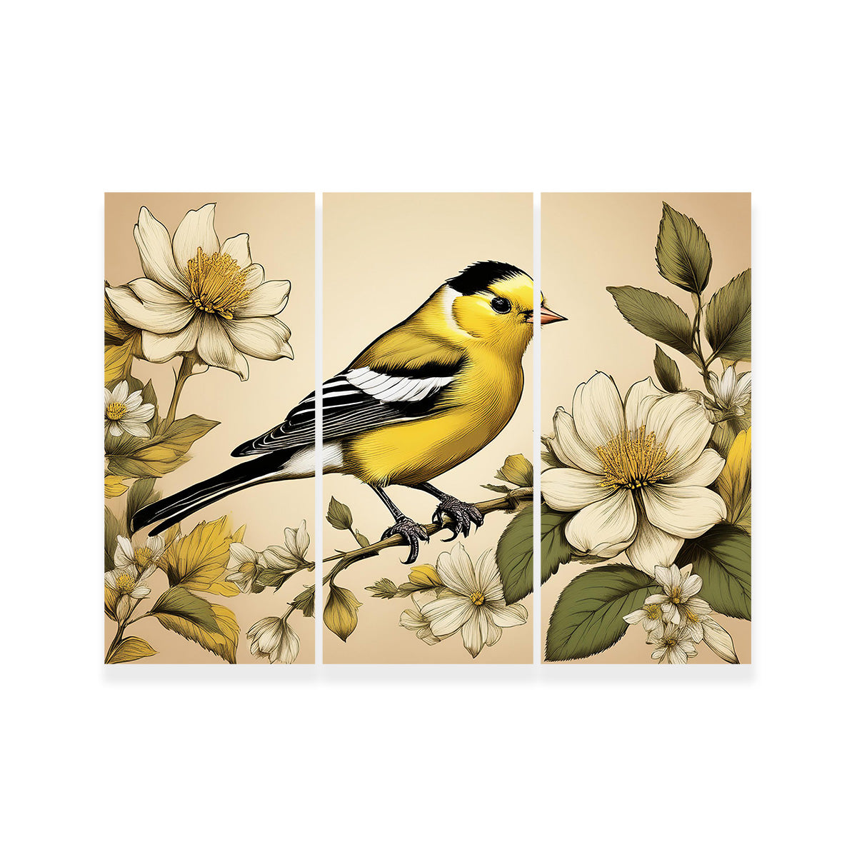 Stunning JJ Audubon's Style American Goldfinch Wall Art for Your Home Decor