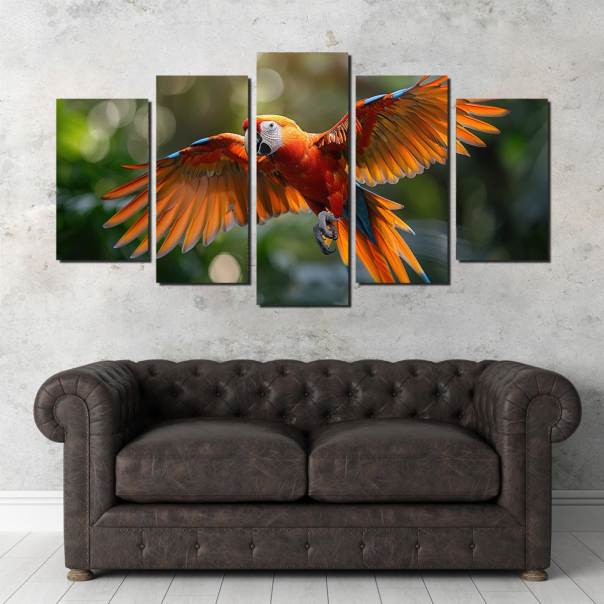 Stunning Scarlet Macaw in Flight Wall Art for Home Decor