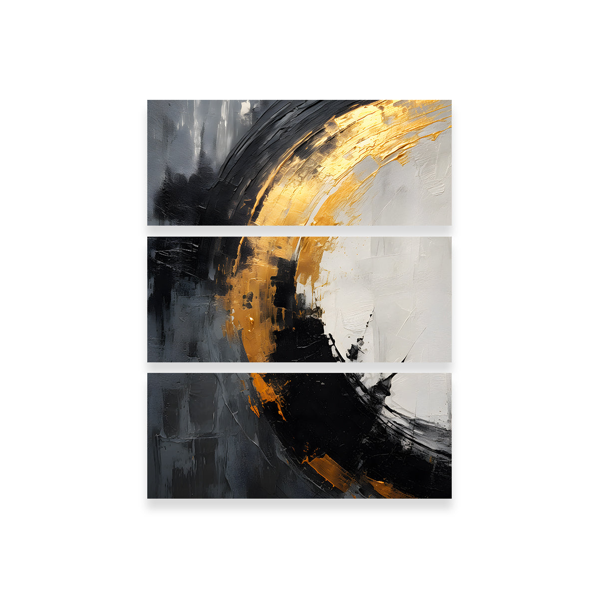 Abstract Wall Art - Stunning Black Gold Shapes 2 Design