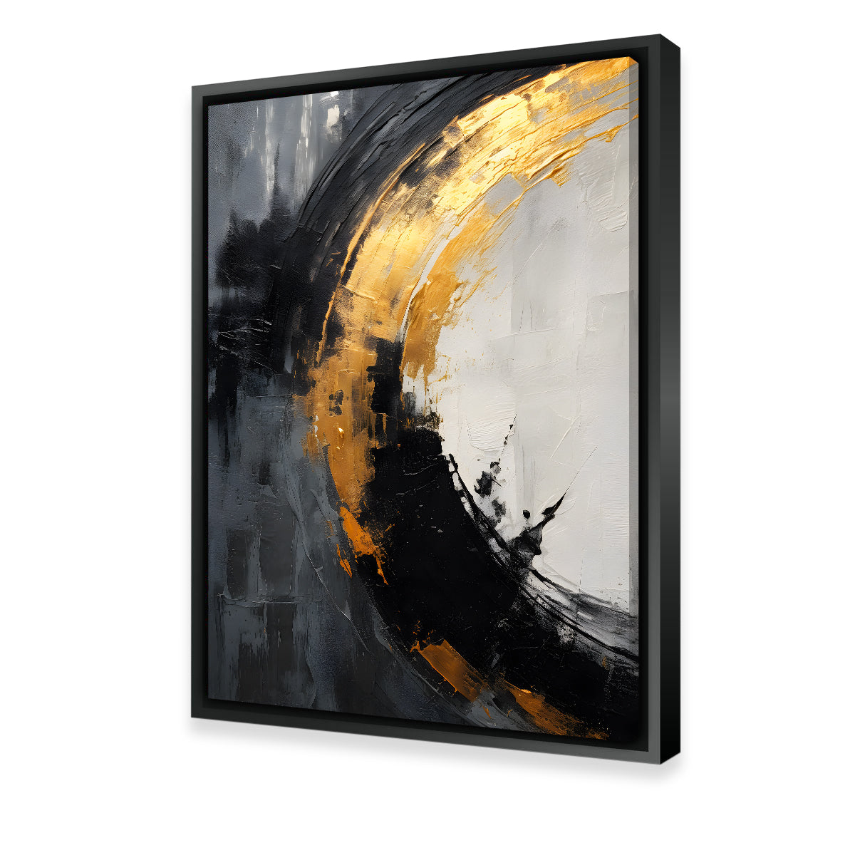 Abstract Wall Art - Stunning Black Gold Shapes 2 Design