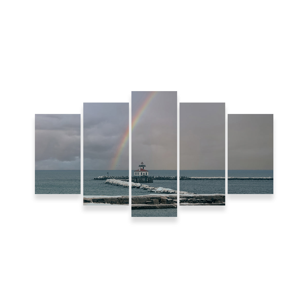 Stunning Lighthouse and Rainbow Wall Art by Dennis Maida