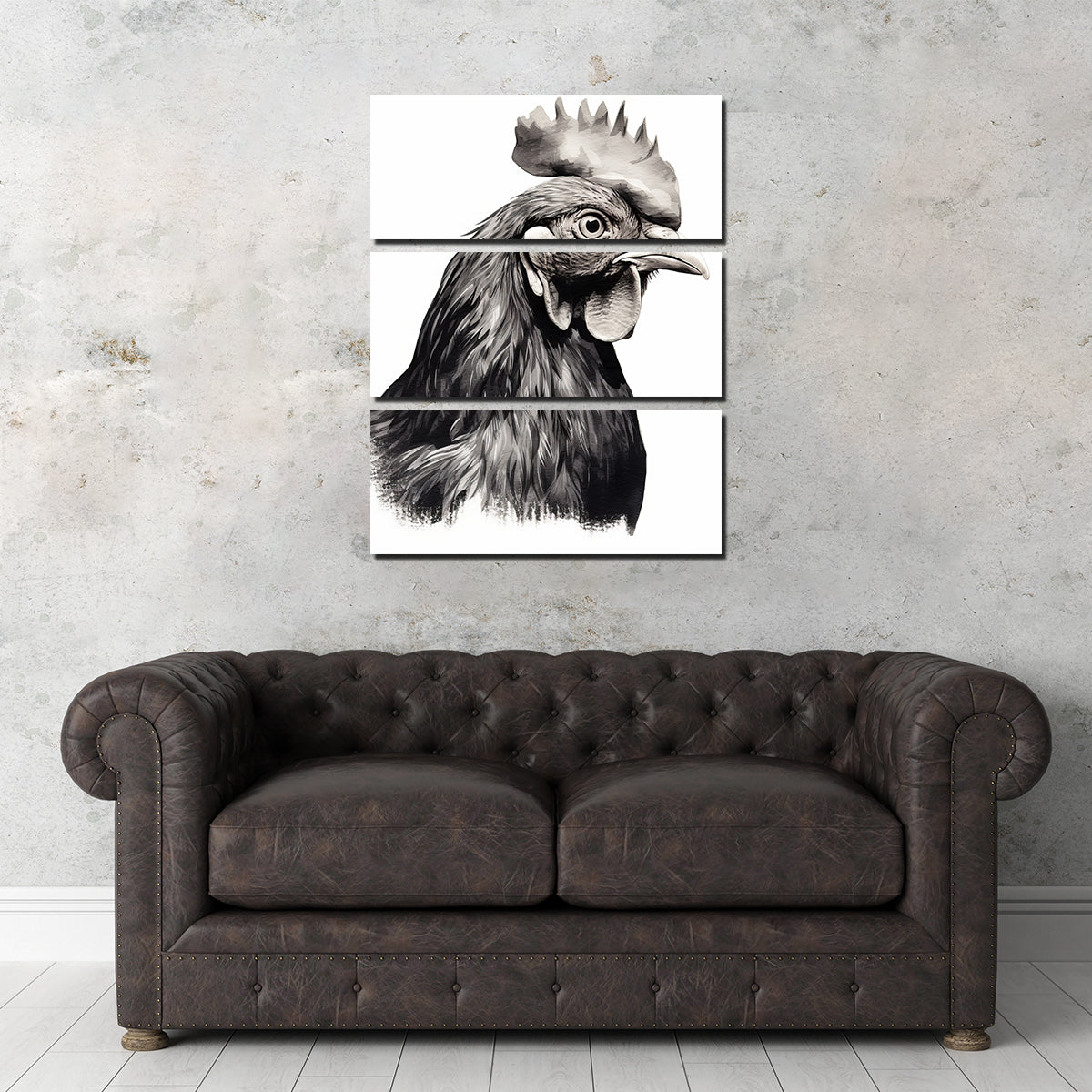 Stunning Rooster Head Grayscale Wall Art for Your Home Decor