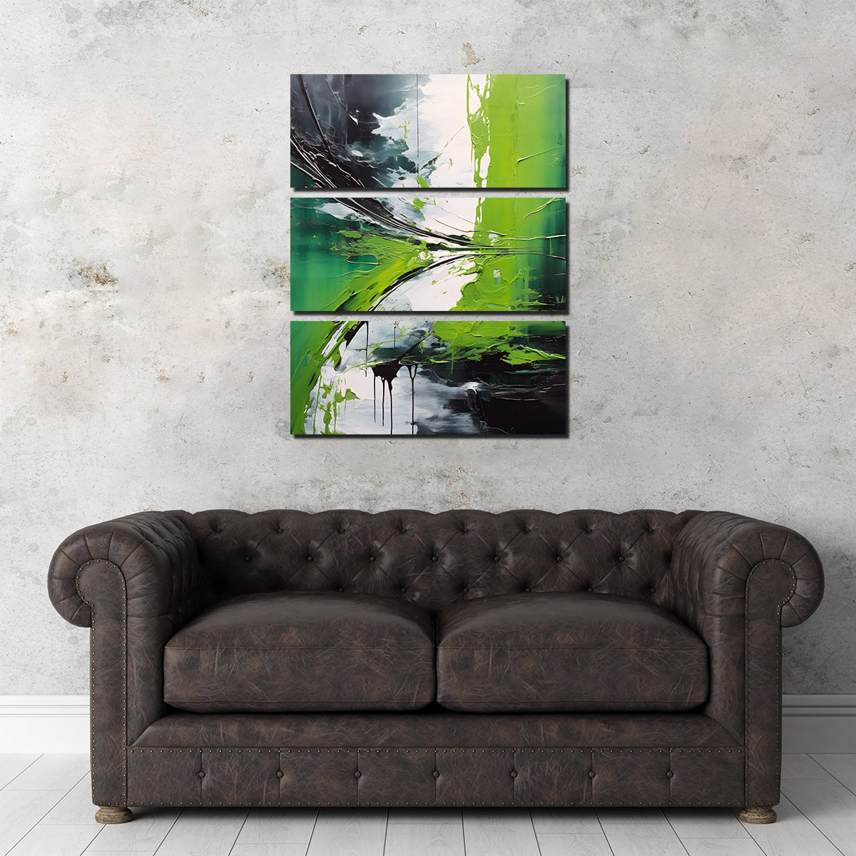 Stunning Abstract Green and White Shapes 1 Wall Art for Modern Decor