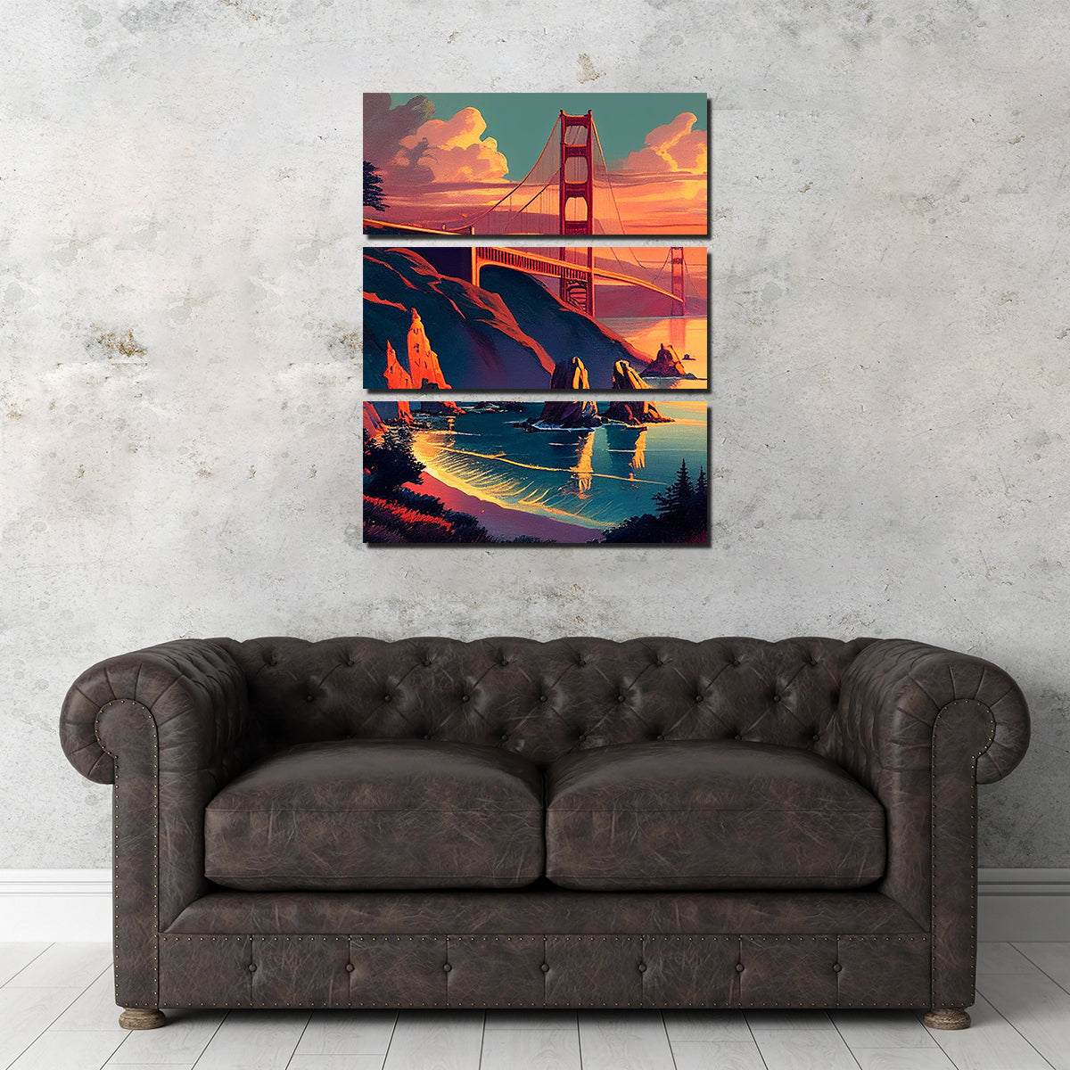 Stunning Golden Gate Bridge at Sunset Wall Art - A Must - Have Decor Piece