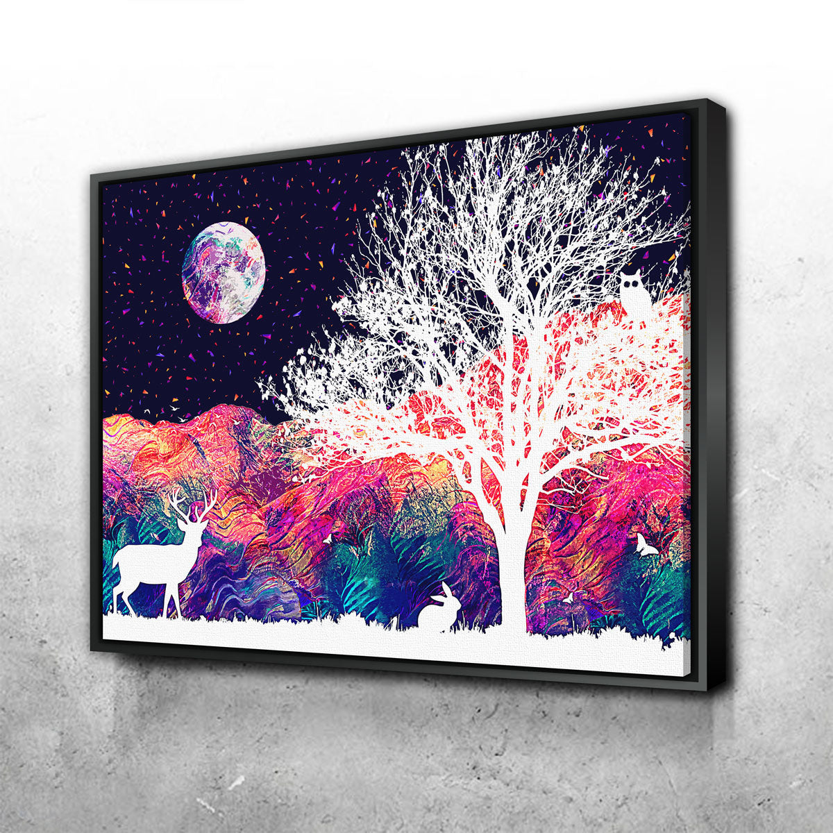 Stunning Abstract Moon Over Wildlife Wall Art for Home Decor