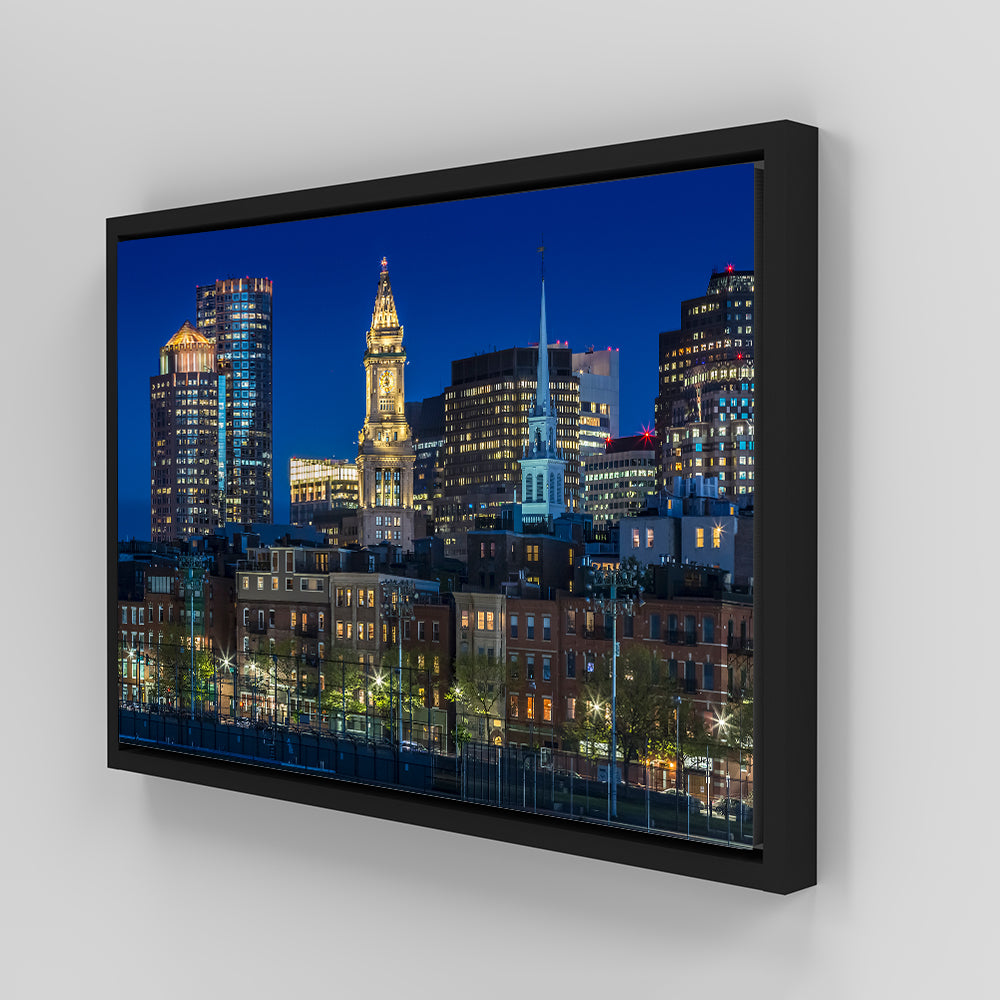 Stunning Boston Evening Skyline of North End & Financial District Wall Art for Your Home Decor