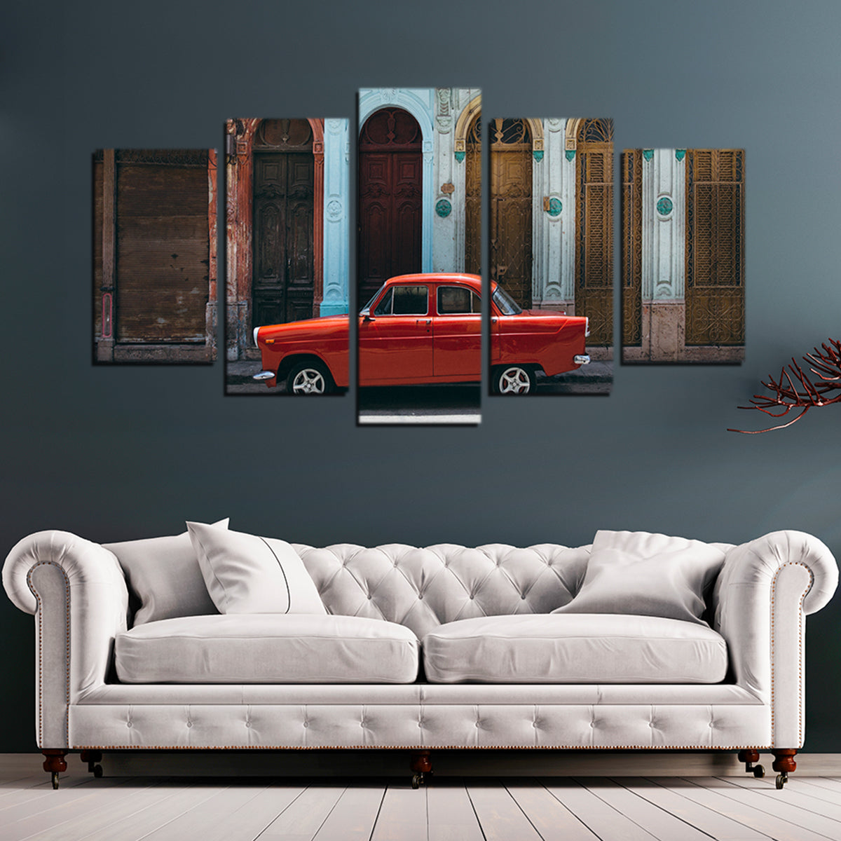 Stunning Red Car in Cuba Wall Art - Ideal for Home Decor