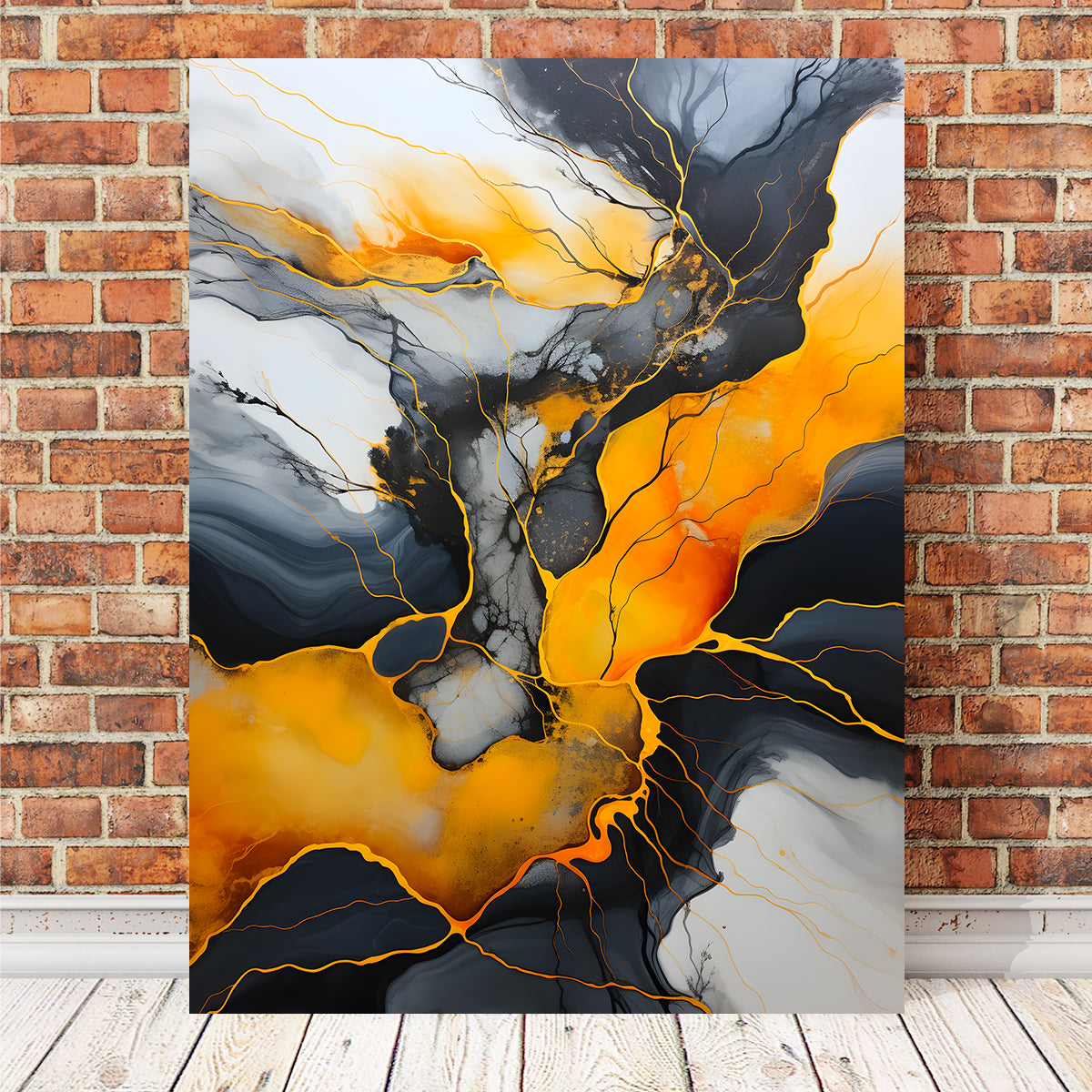 Abstract Black and Gold Waves Wall Art - Ideal for Home Decor