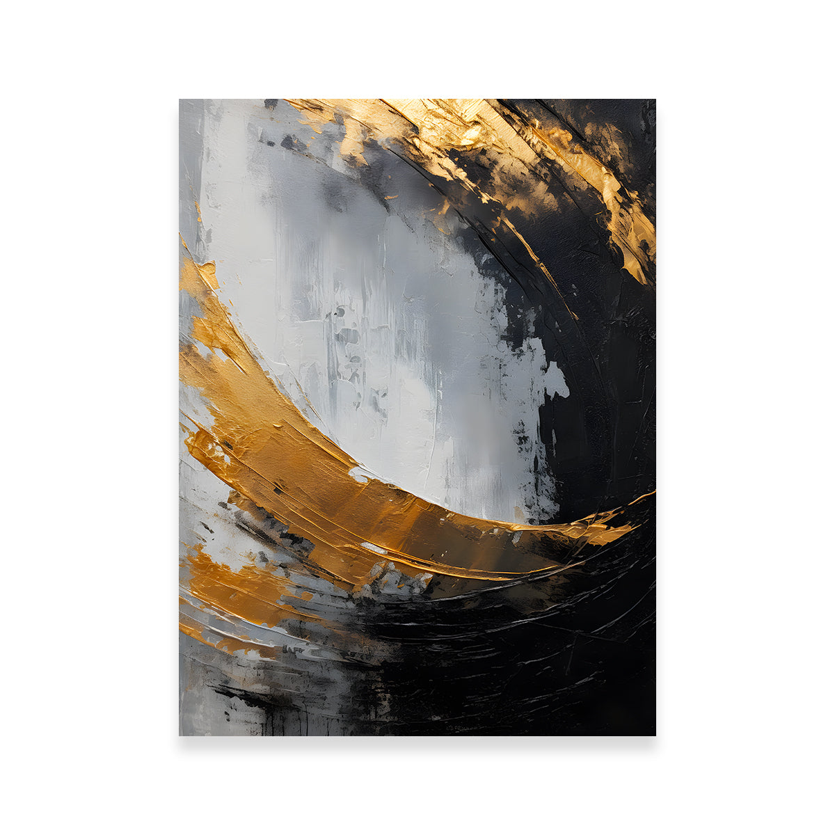 Stunning Abstract - Black Gold Shapes 3 Wall Art for Modern Spaces
