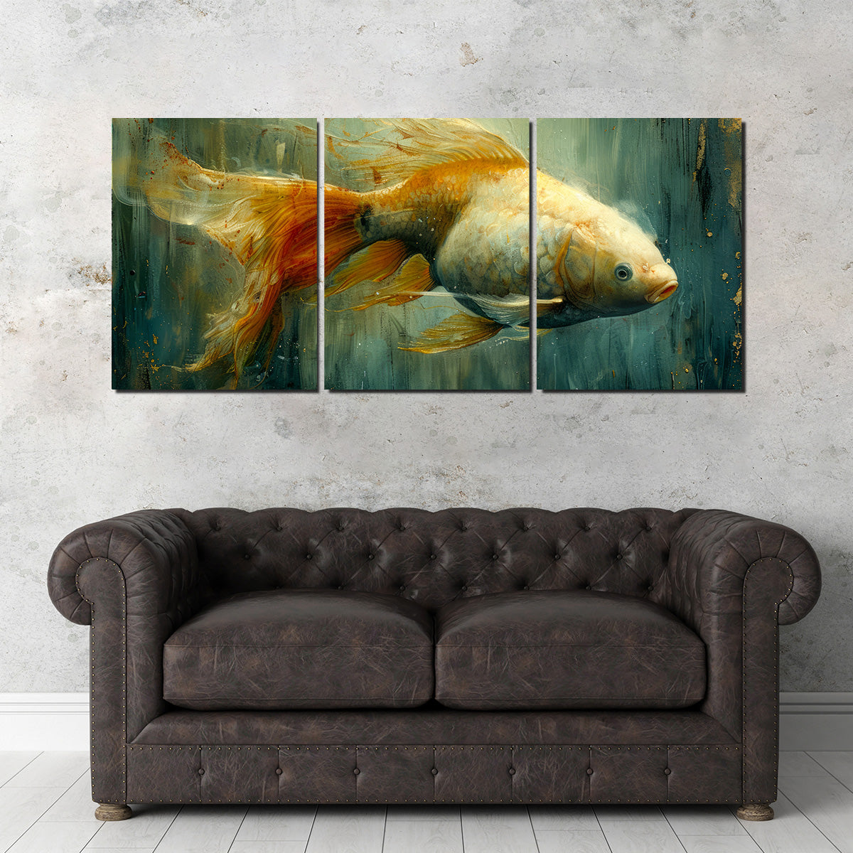 Stunning Golden Koi Fish Wall Art for Elegant Home Decor