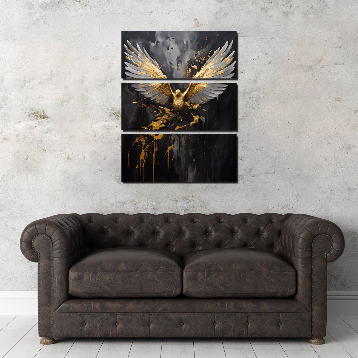 Stunning Abstract Black Gold Eagle 4 Wall Art for Home Decor