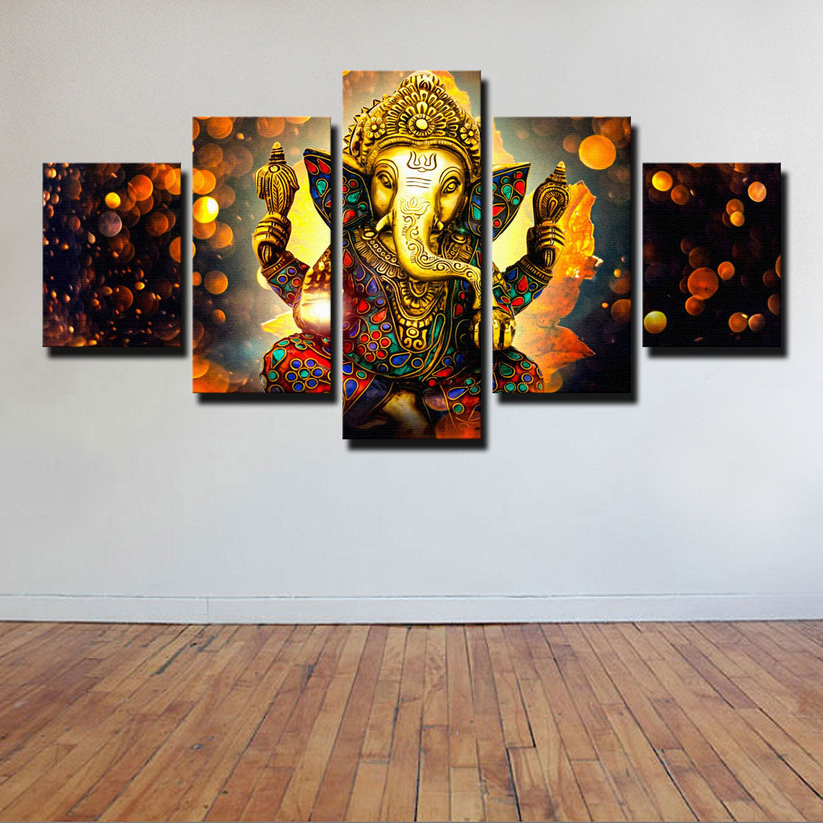 Exquisite Ganesha Deity 5 Piece Wall Art Set for Home Decor