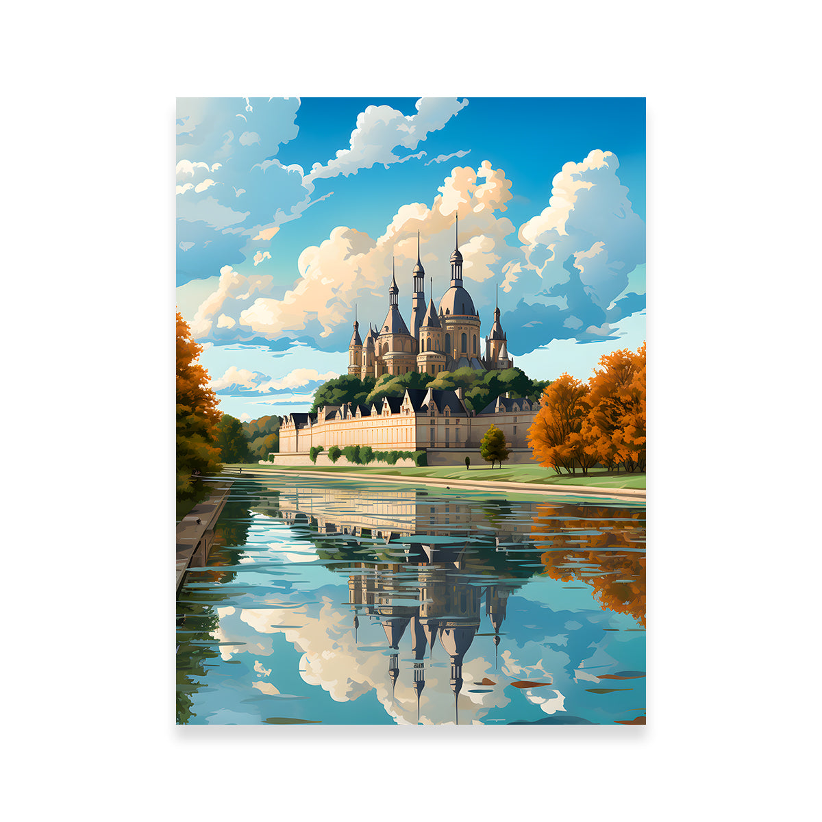 Exquisite France - Chambord Castle Wall Art by Valth Graphics