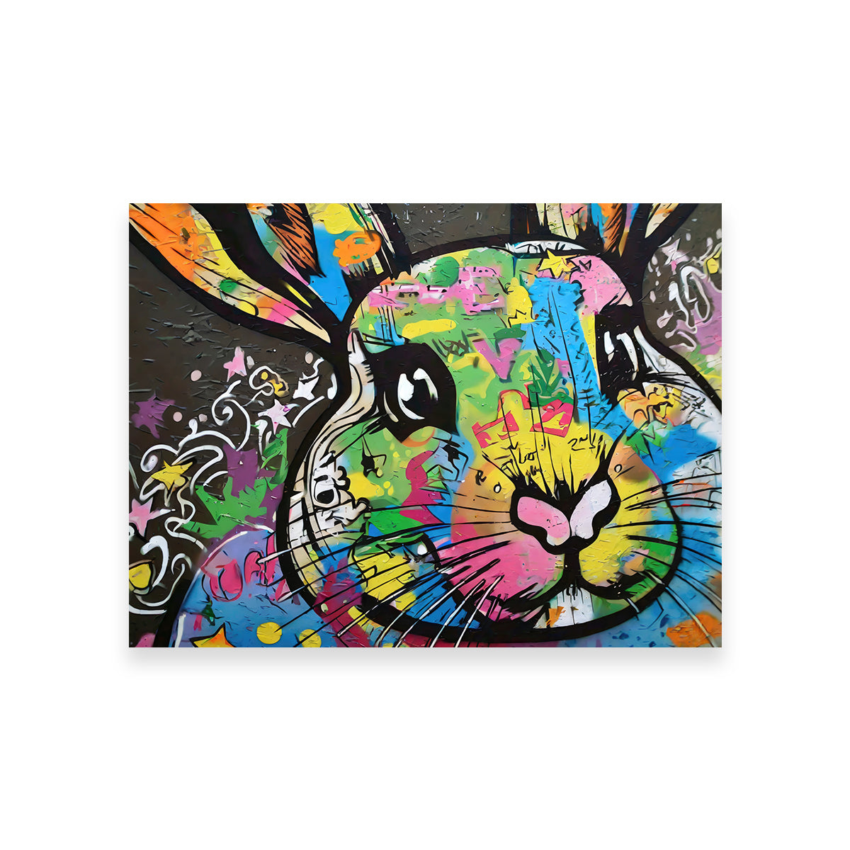 Eye - catching Rabbit Graffiti Wall Art by Stephen Chambers