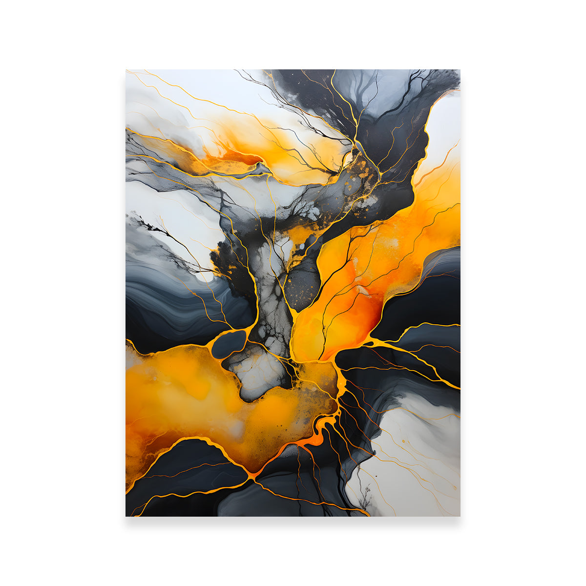Abstract Black and Gold Waves Wall Art - Ideal for Home Decor