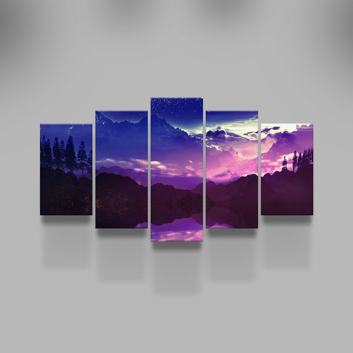 Stunning Purple Landscape Reflection Wall Art by George Sorin
