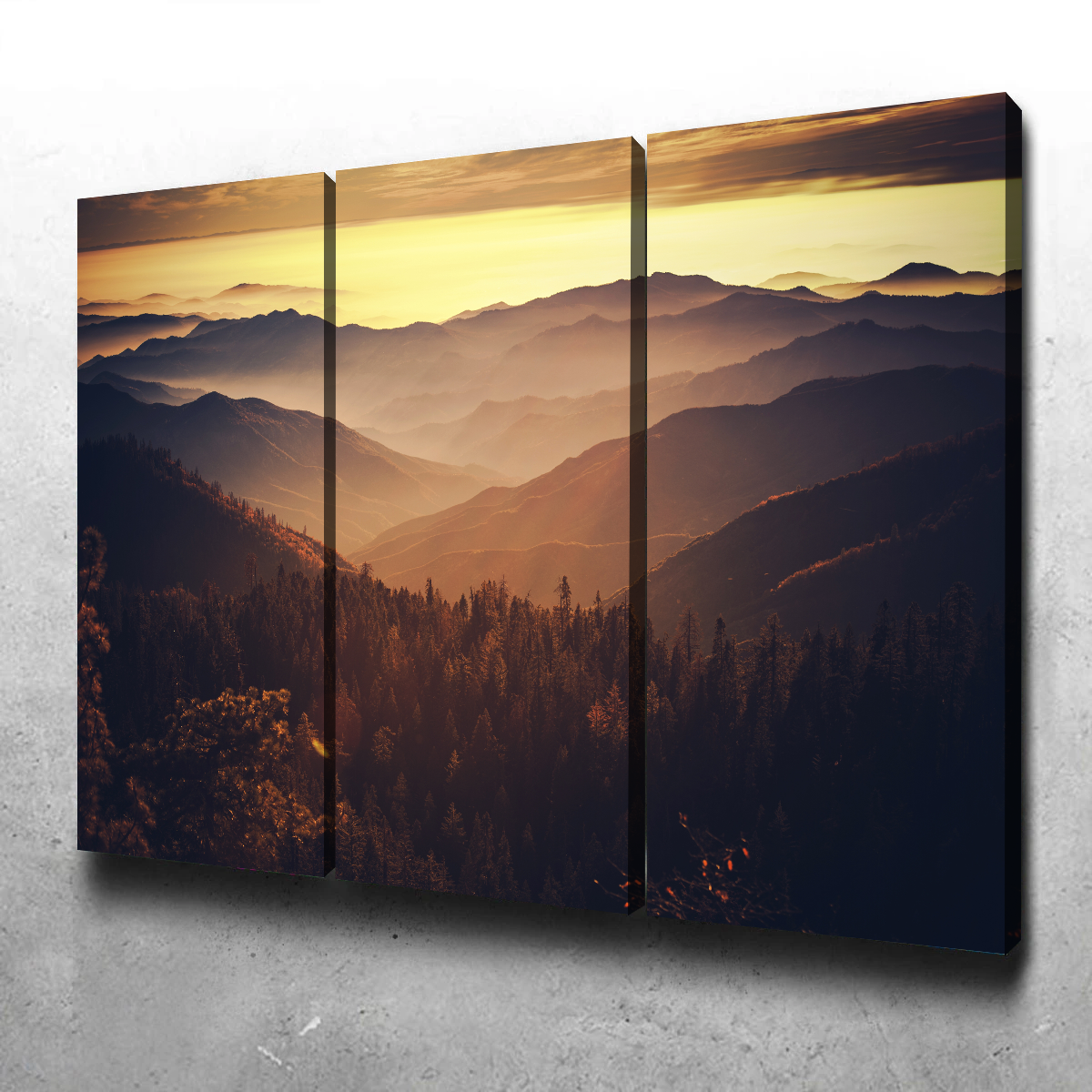 Breathtaking Scenic Sunset Wall Art of Sierra Nevada Mountains
