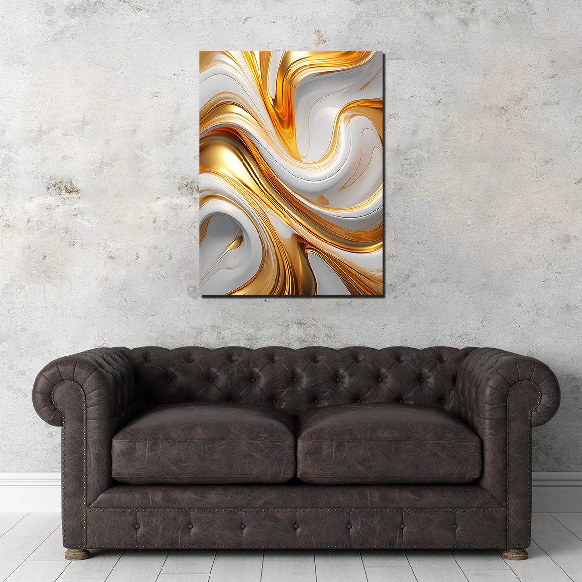 Abstract White Gold Waves Wall Art - Stunning 4 - Piece Collection