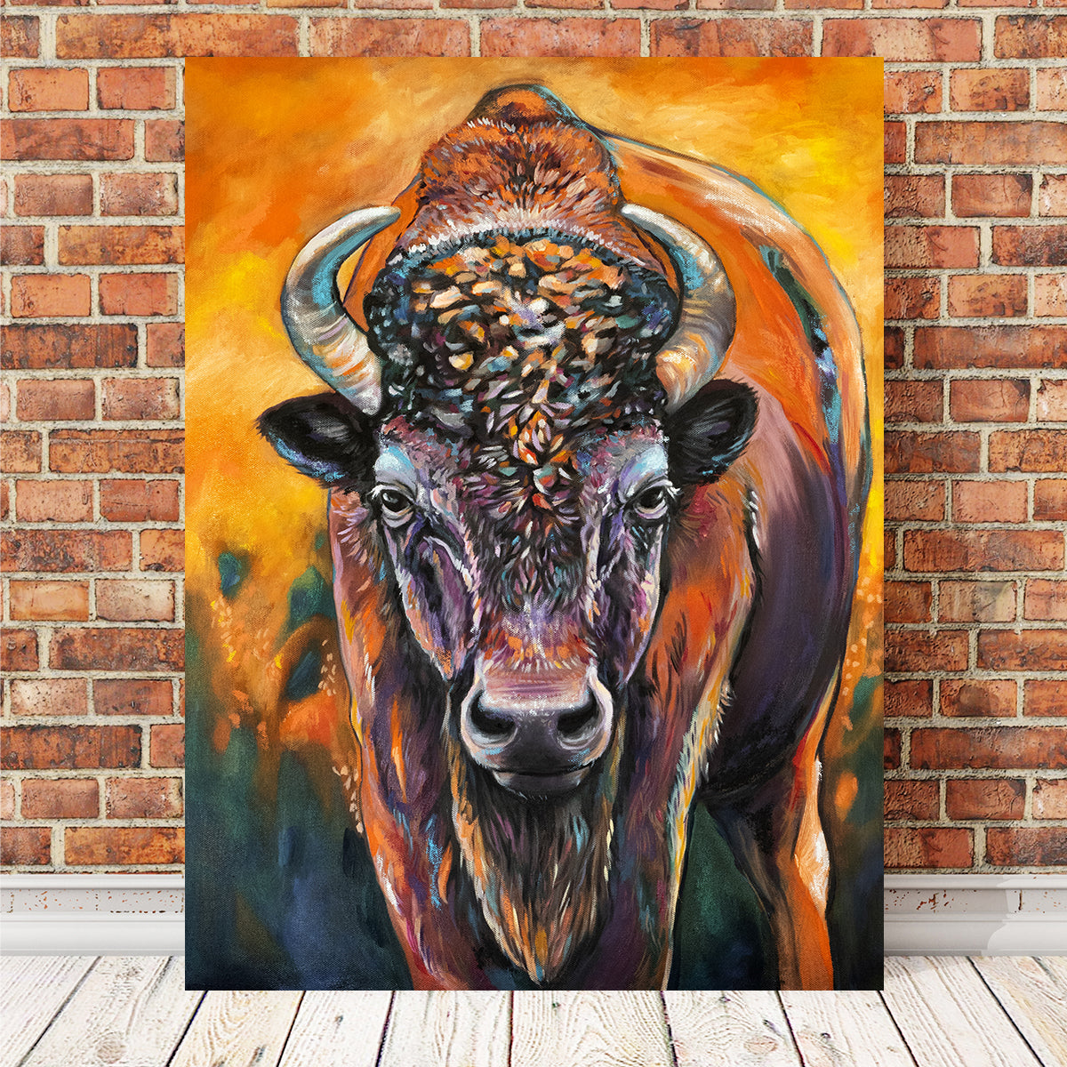 Exquisite Bison Oil Painting Wall Art for Stunning Home Decor