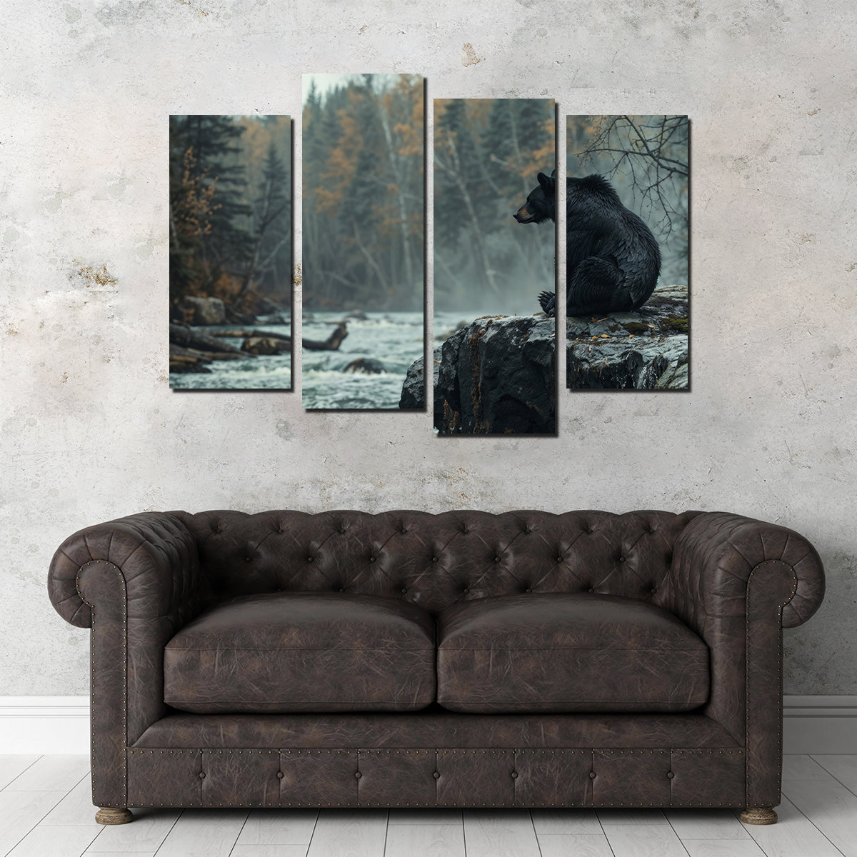 Stunning Black Bear River Wall Art for Home Decor