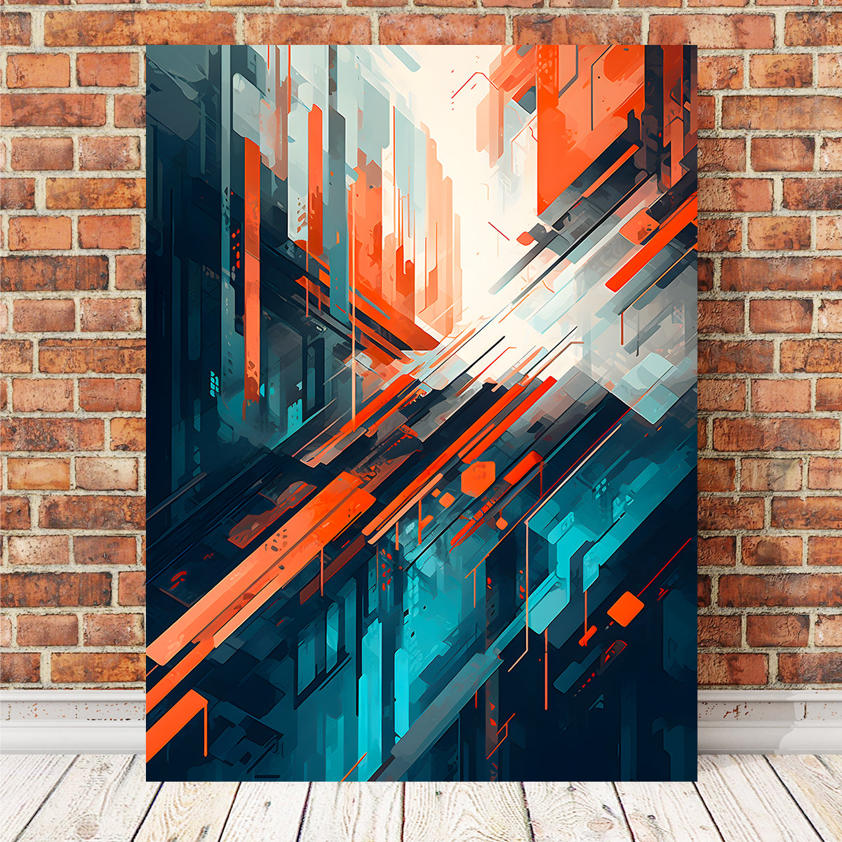 Stunning Abstract - Blue Orange Shapes Wall Art for Your Home Decor