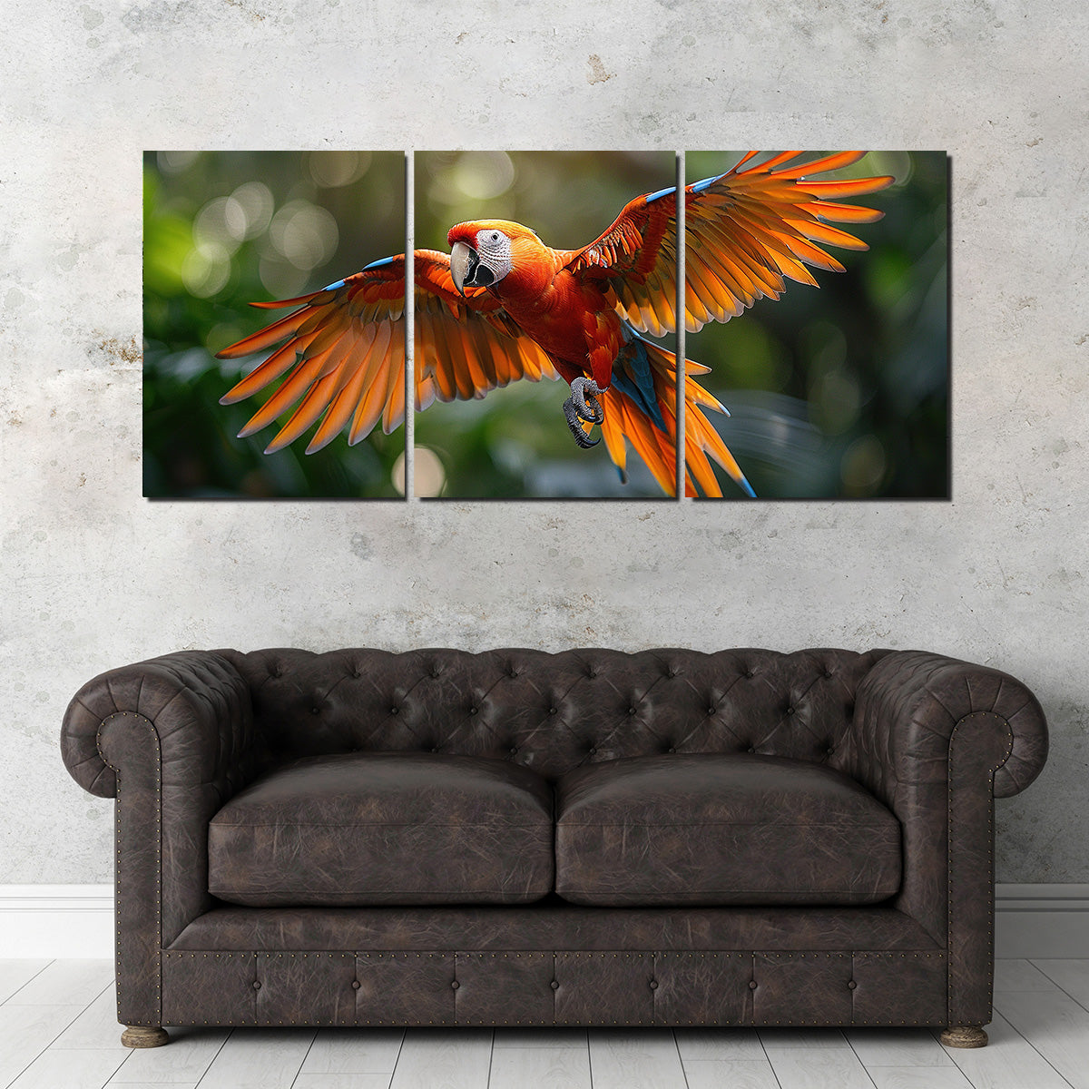 Stunning Scarlet Macaw in Flight Wall Art for Home Decor