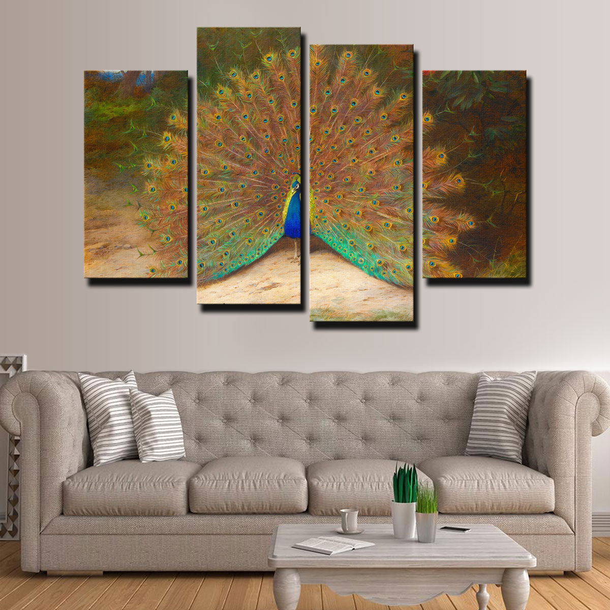 Exquisite Peacock and Peacock Butterfly Wall Art by Archibald Thorburn