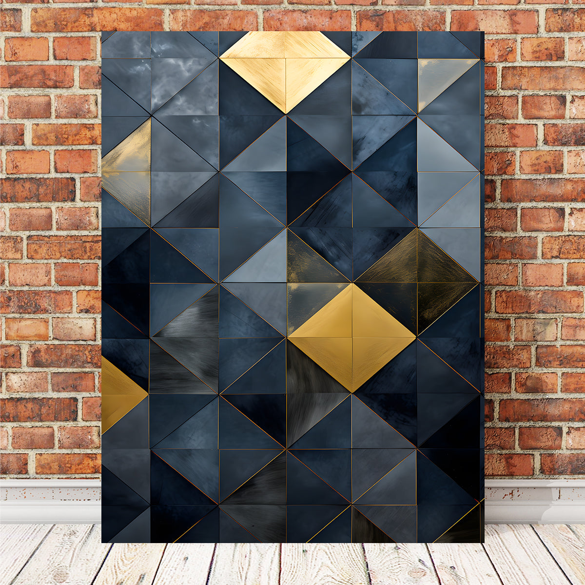 Stunning Abstract - Blue Gold Shapes 23 Wall Art for Modern Interiors