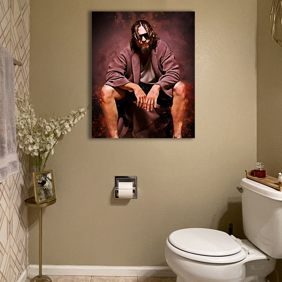 The Dude Toilet Wall Art - Stunning Kiln - Dried Pine Wood Framed Canvas
