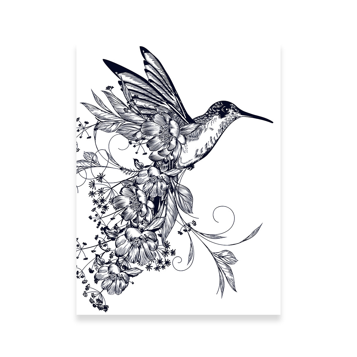 Exquisite Hummingbird and Flower Wall Art for Elegant Decor