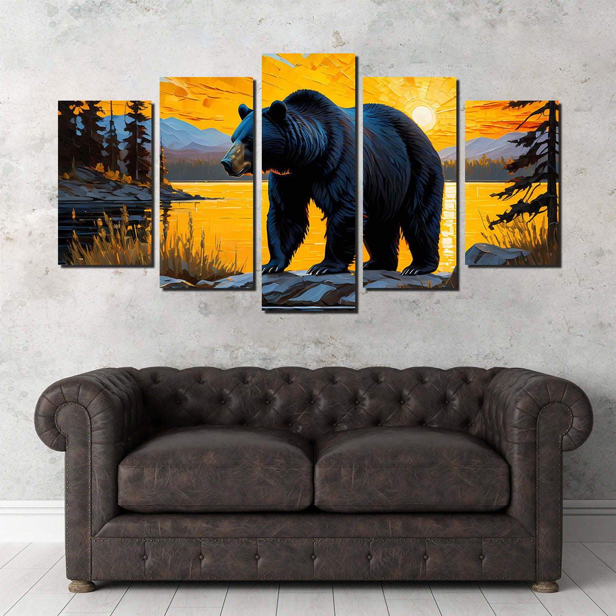 Stunning Black Bear Sunset Wall Art for Home Decor