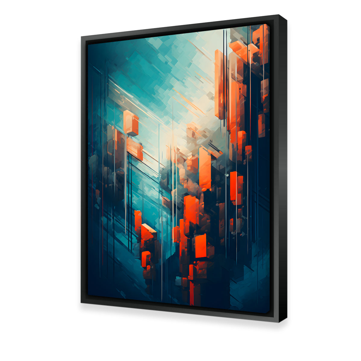Stunning Abstract Blue Orange Shapes Wall Art for Home Decor