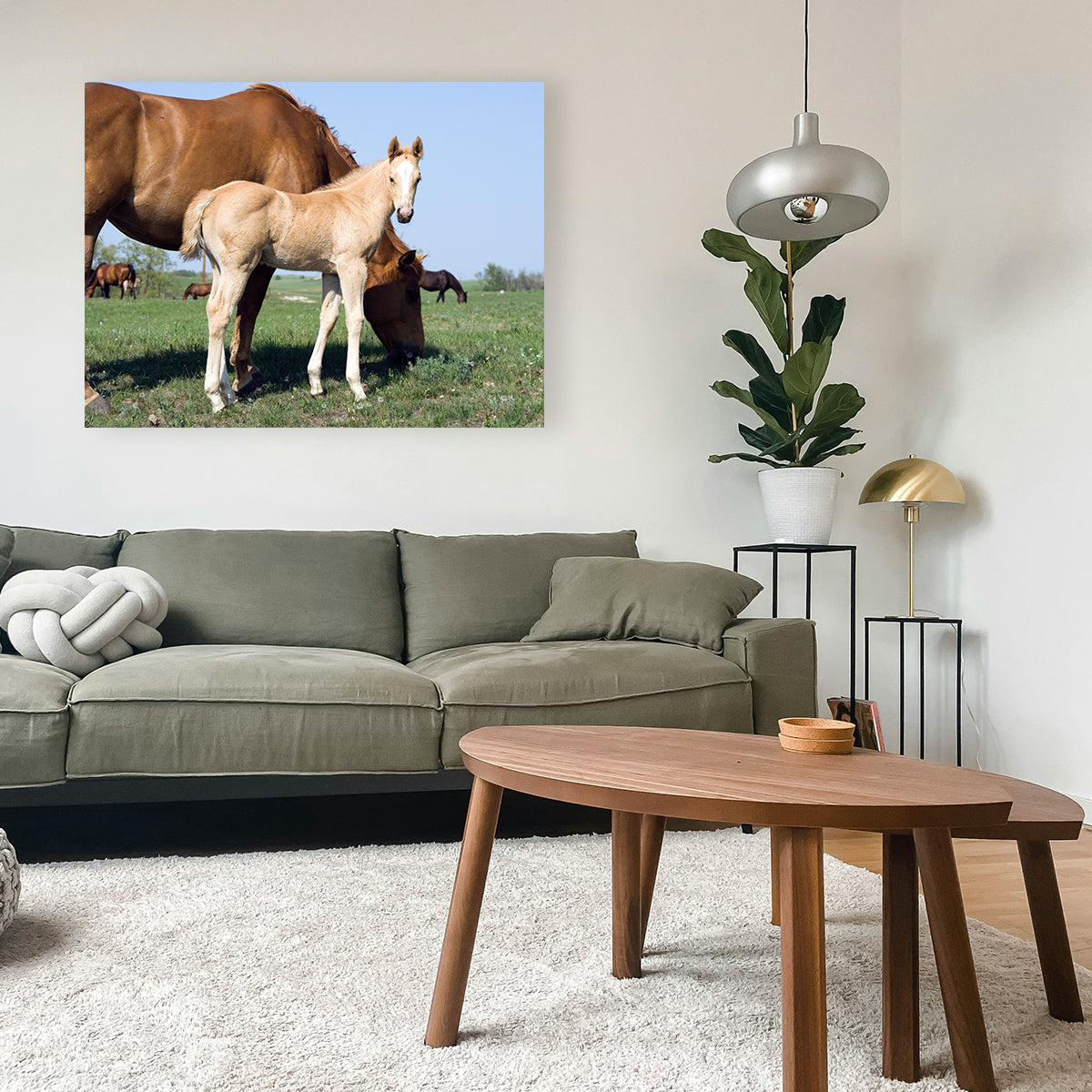 Exquisite Palomino Quarter Horse Foal and Mare Wall Art for Your Home Decor
