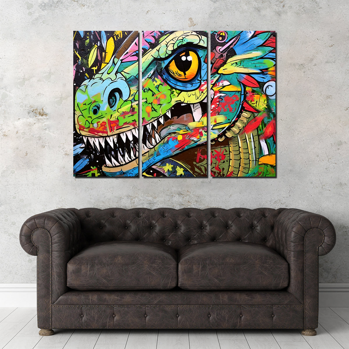 Stunning Dinosaur Graffiti Wall Art by Stephen Chambers