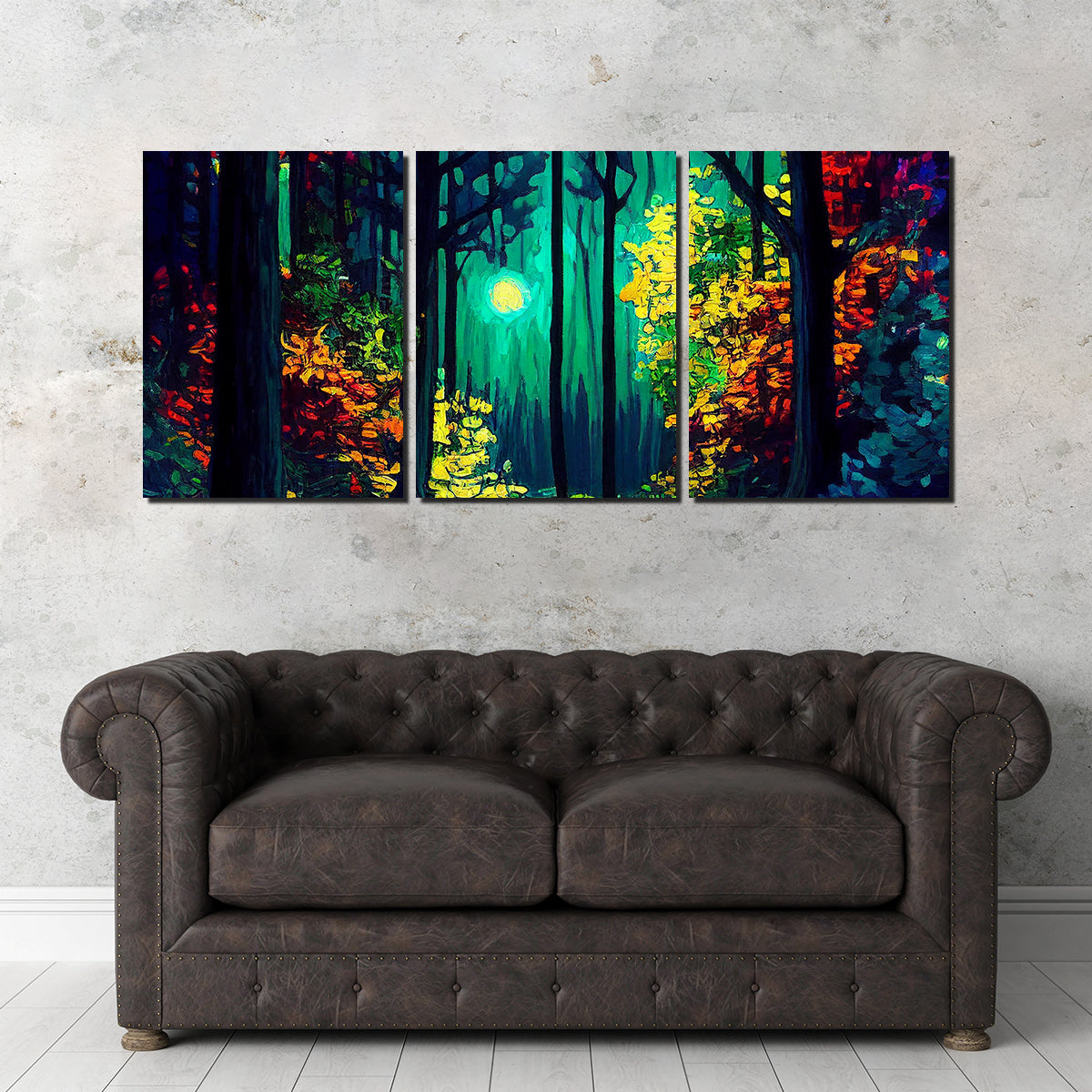 Enchanting Moon Through The Forest Wall Art - Museum Quality Decor