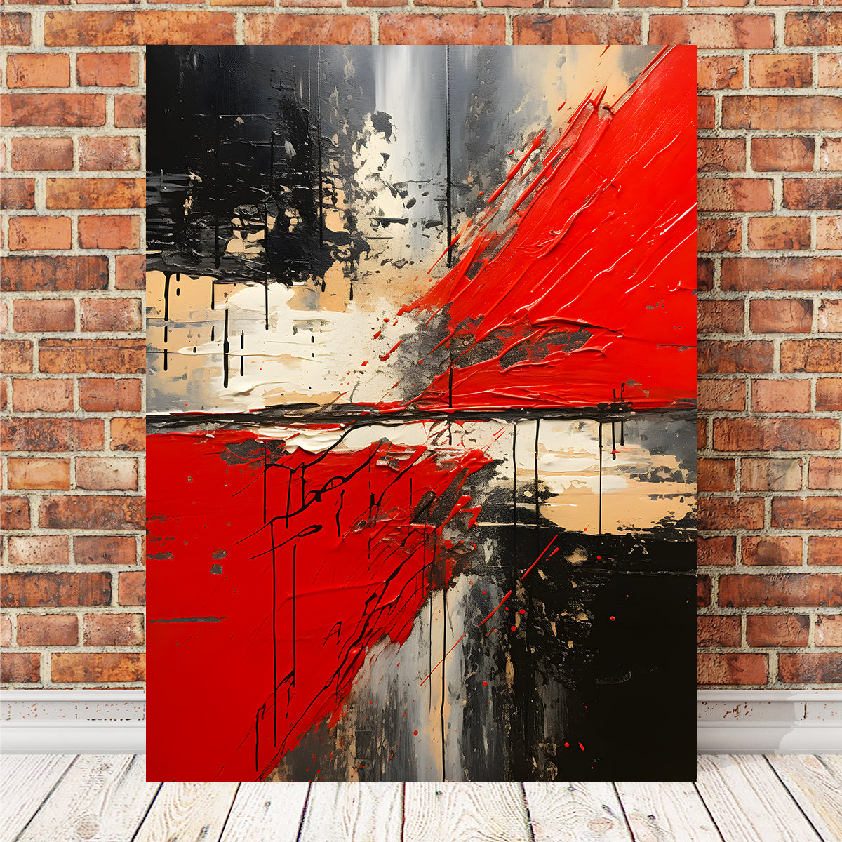 Stunning Abstract Red and Black Shapes 7 Wall Art for Modern Interiors