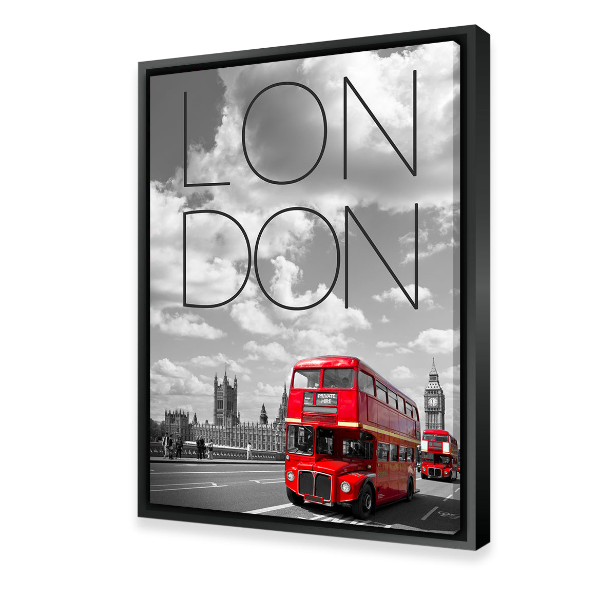 Vibrant Red London Bus Text Wall Art by Melanie Viola