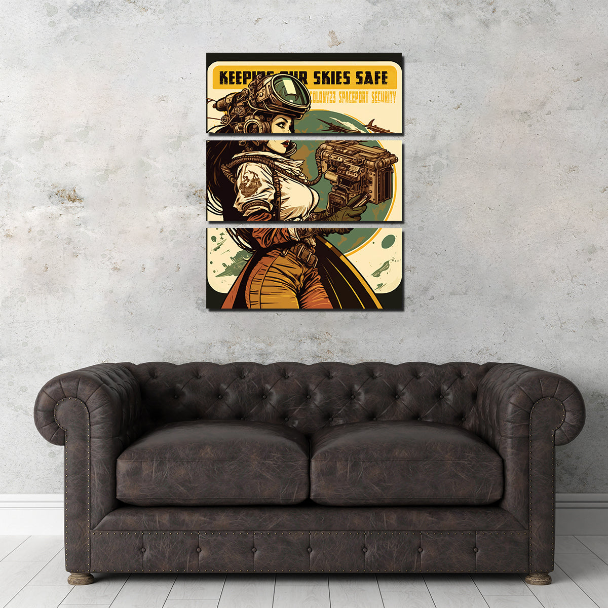 Steampunk Wall Art: Keeping Our Skies Safe - Unique Decor for Your Space