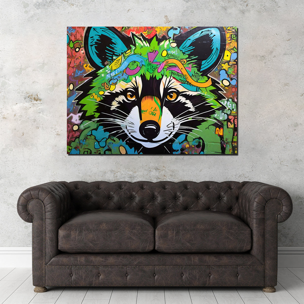 Unique Raccoon Graffiti Wall Art by Stephen Chambers