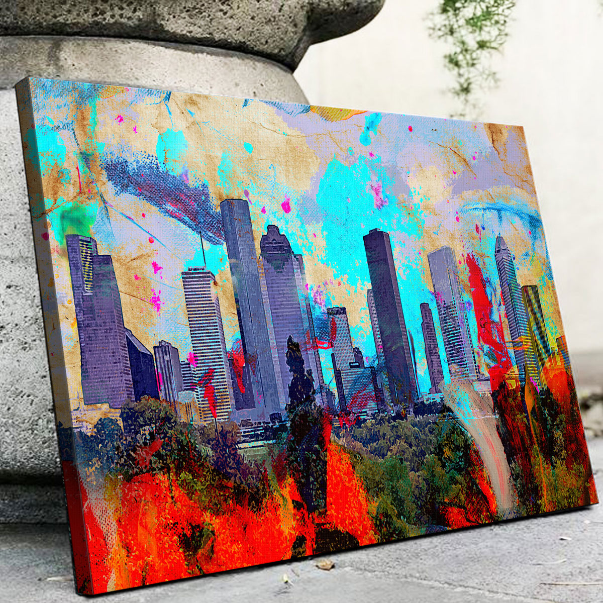 Stunning Abstract Houston Skyline Wall Art for Striking Home Decor