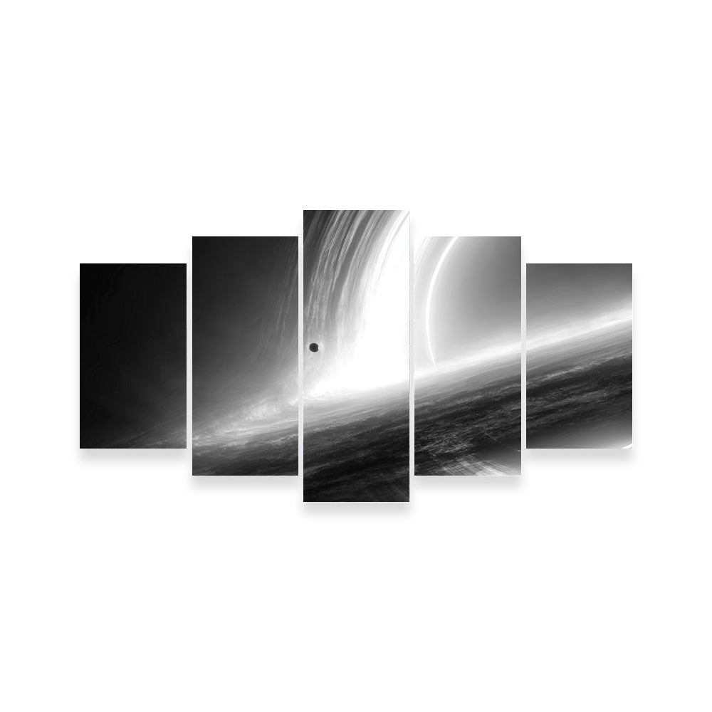 Stunning Interstellar Gargantua Grayscale Wall Art for Space Enthusiasts