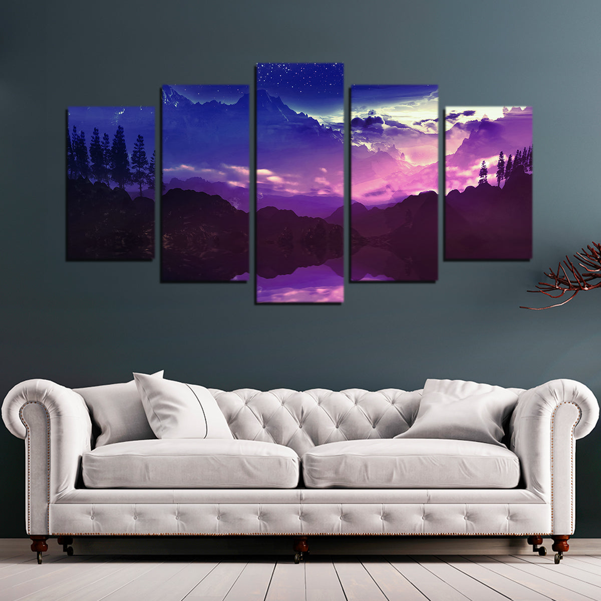 Stunning Purple Landscape Reflection Wall Art by George Sorin