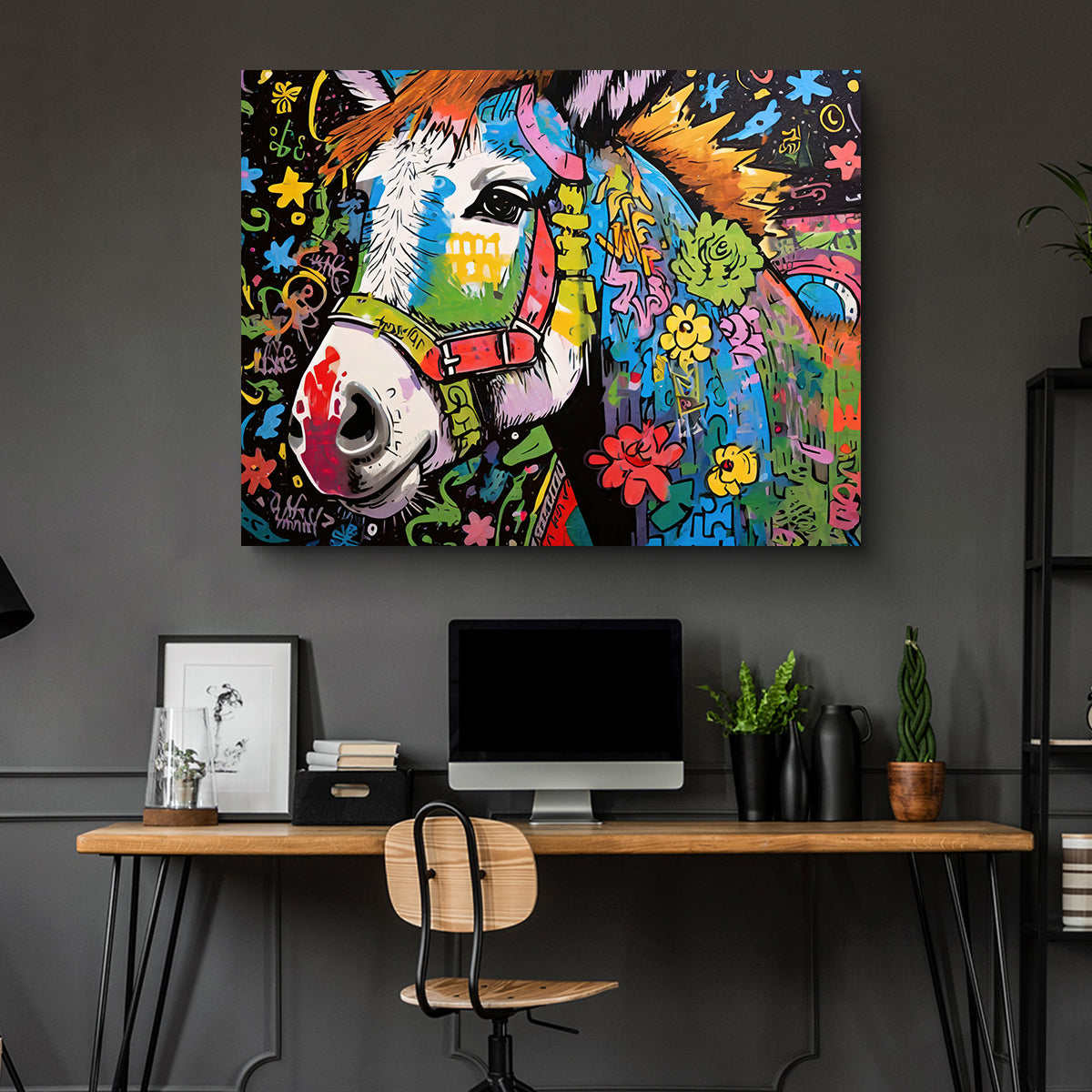 Unique Donkey Graffiti Wall Art by Stephen Chambers