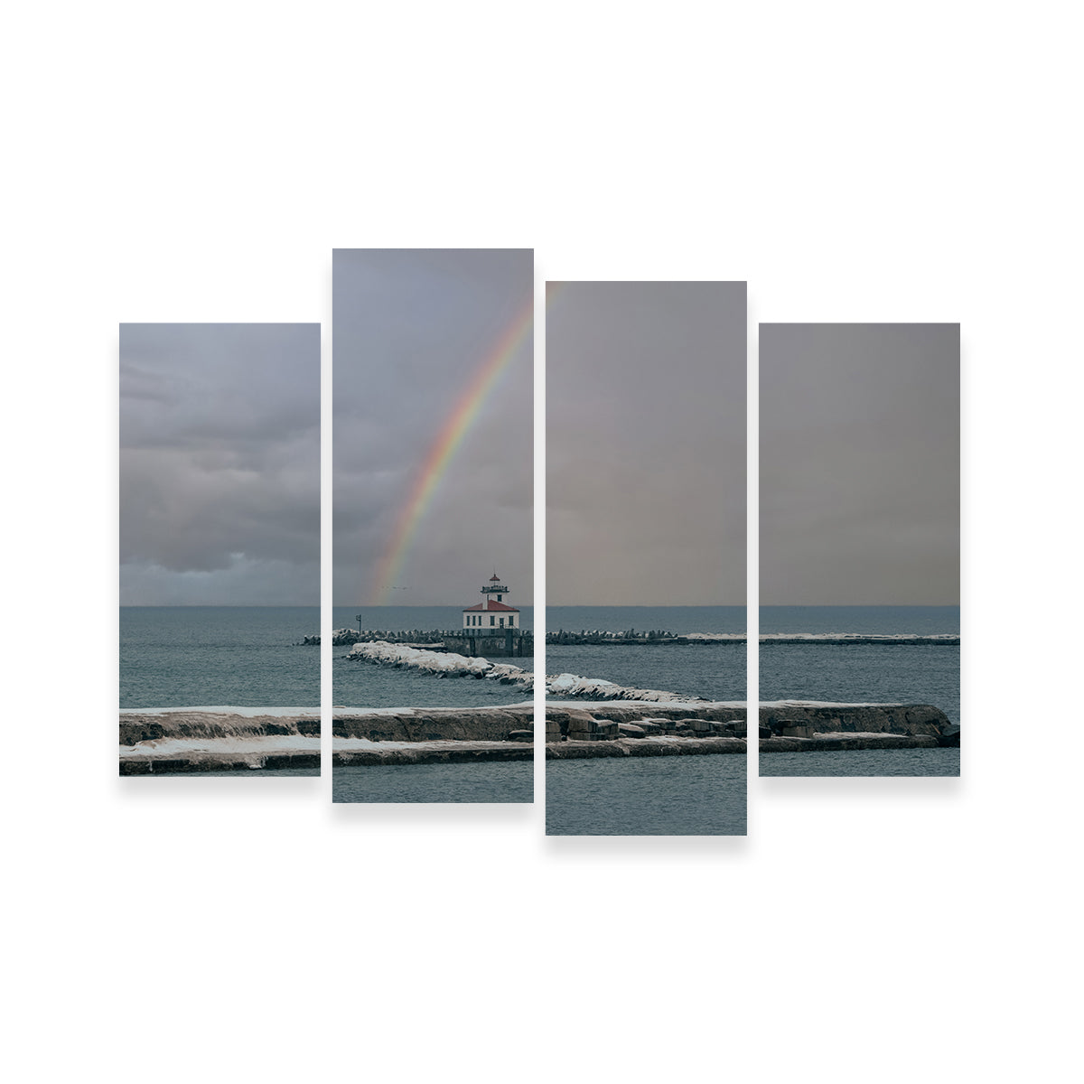 Stunning Lighthouse and Rainbow Wall Art by Dennis Maida