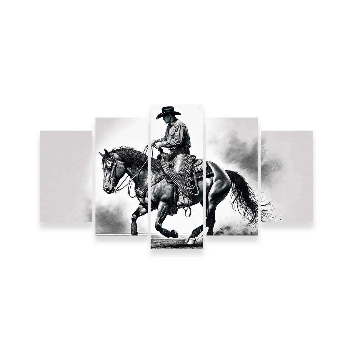 Stunning Grayscale Horse and Cowboy Wall Art for Rustic Decor